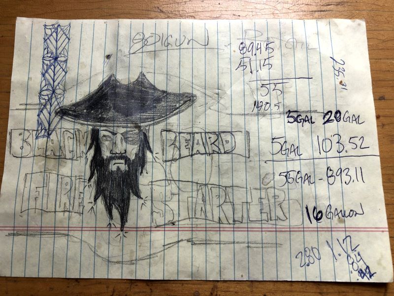 Hand drawn logo of Black Beard Fire Starter
