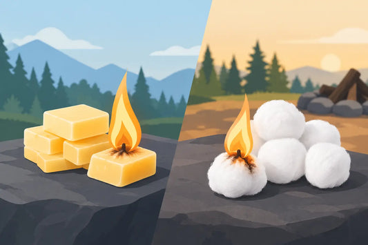 Wax Tinder Versus Cotton Balls for Real-World Fires