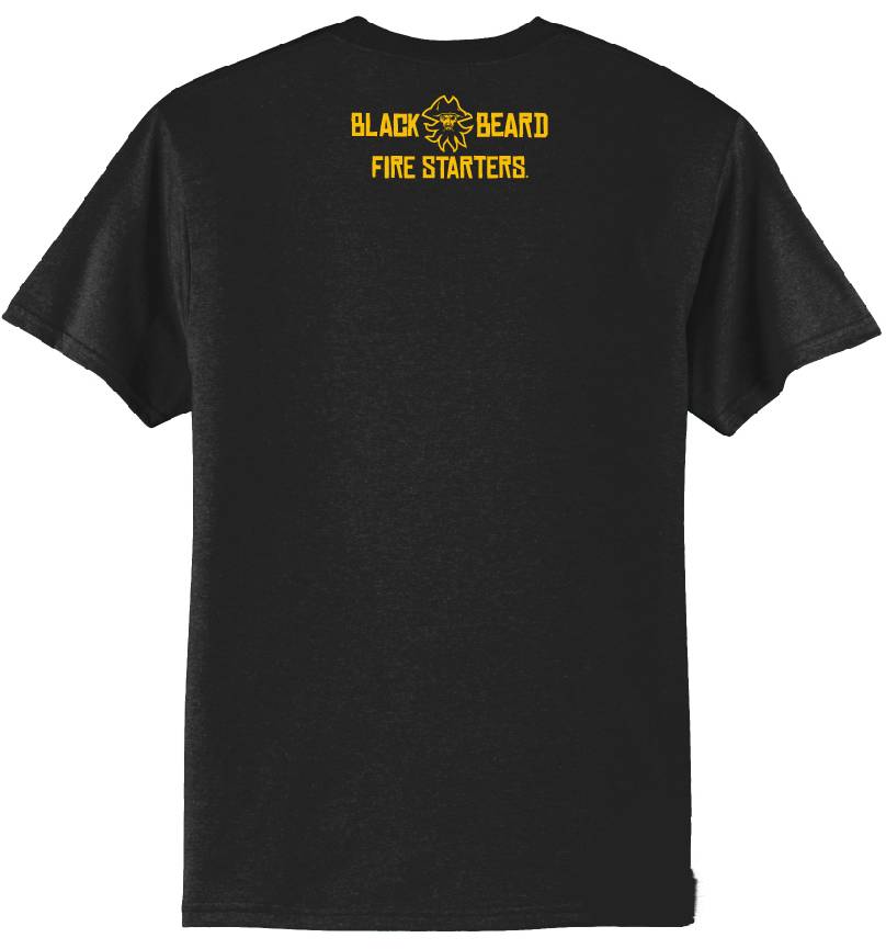 Black Beard Fire Pirates Black T-Shirt | Back