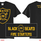 Black Beard Fire Pirates Black T-Shirt | Front and Back