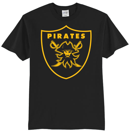 Black Beard Fire Pirates Black T-Shirt | Front