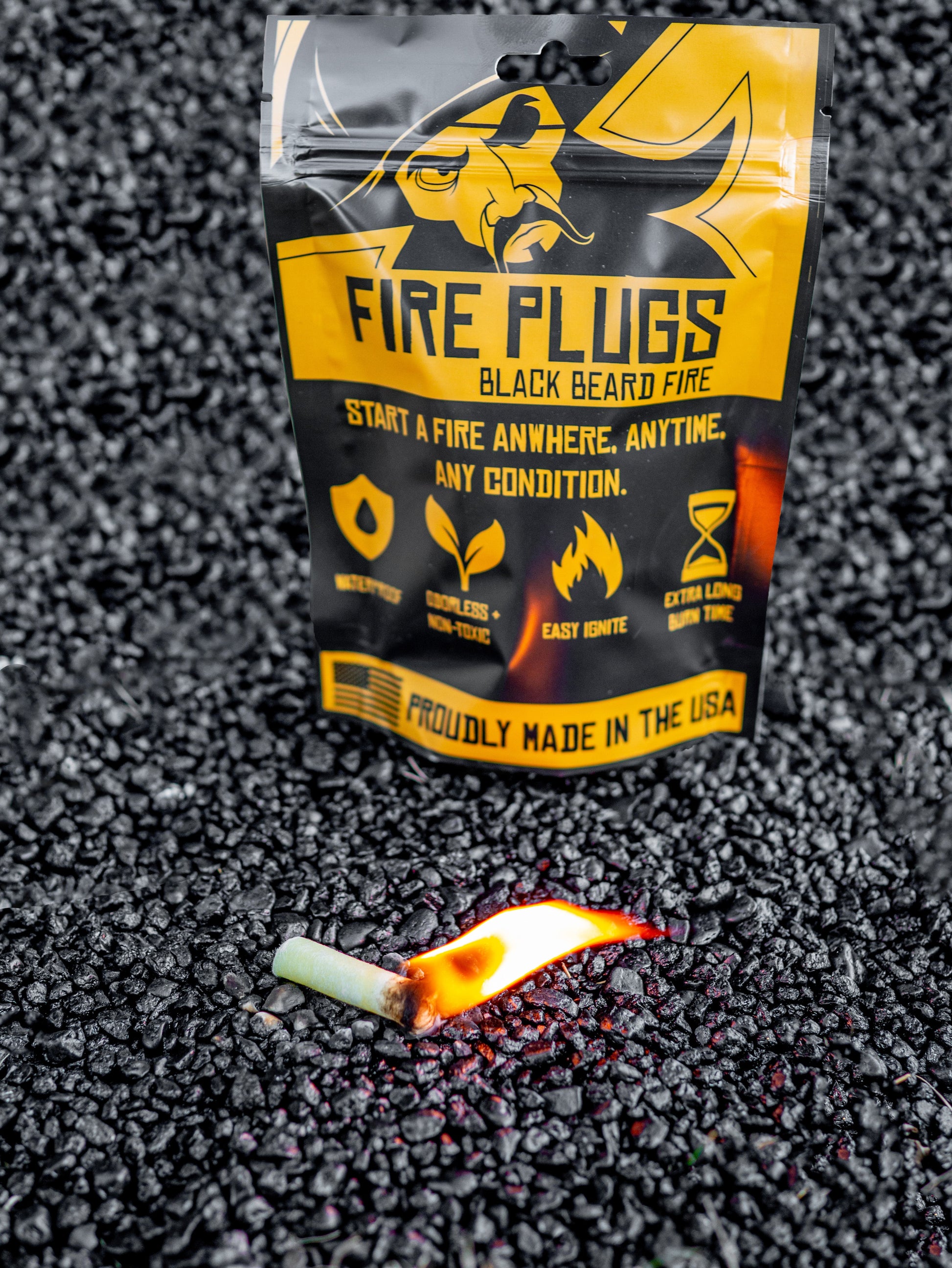 Black Beard Fire Plugs Fire Starter 1 Bag Test fire v3