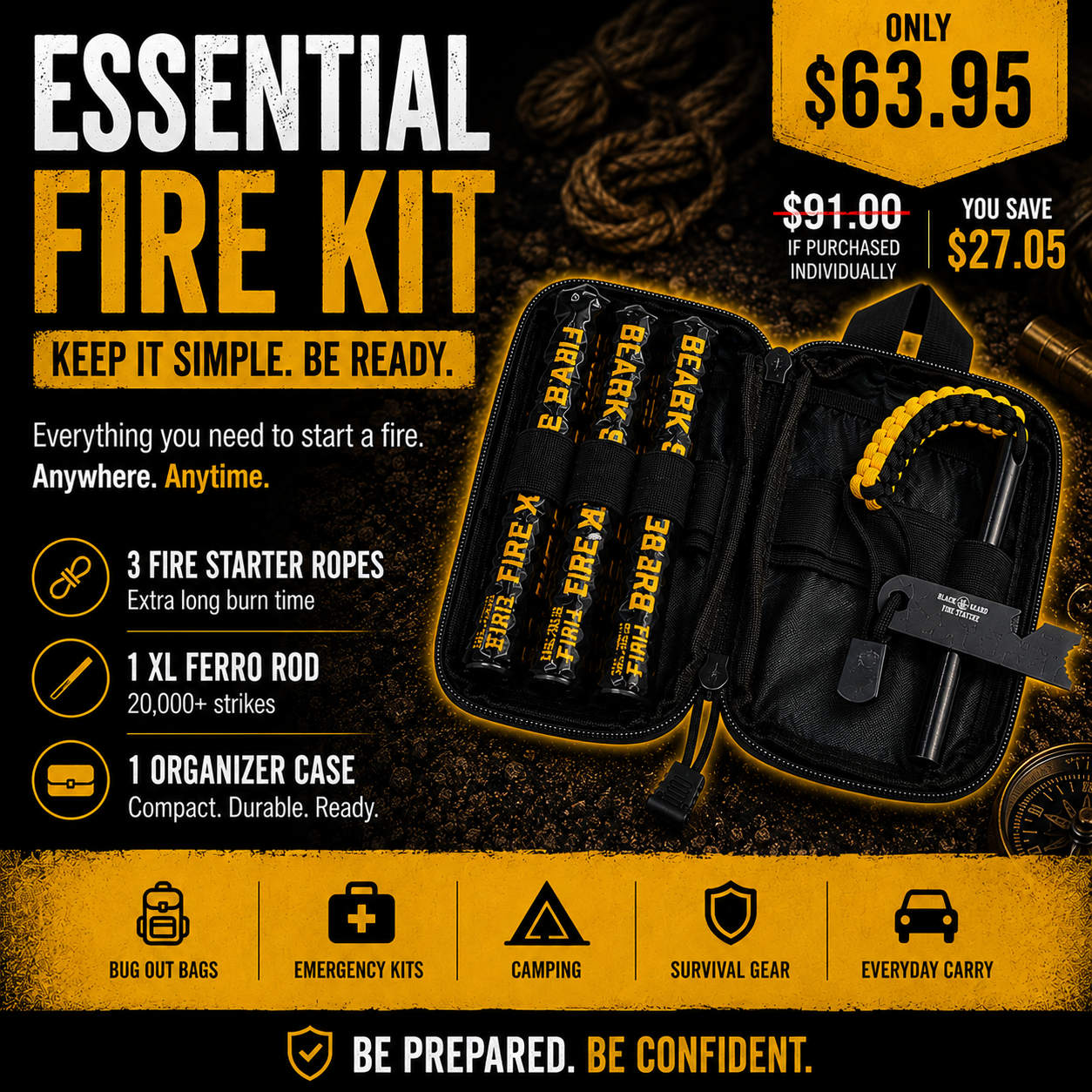 The Black Beard Fire Starter | Survival