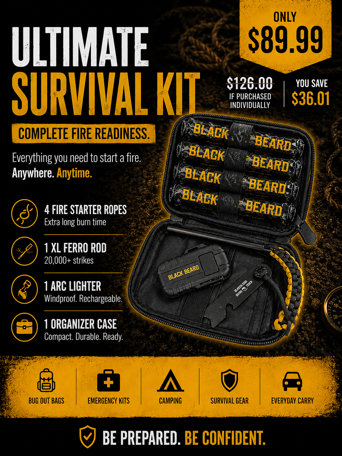 The Black Beard Fire Starter | Survival