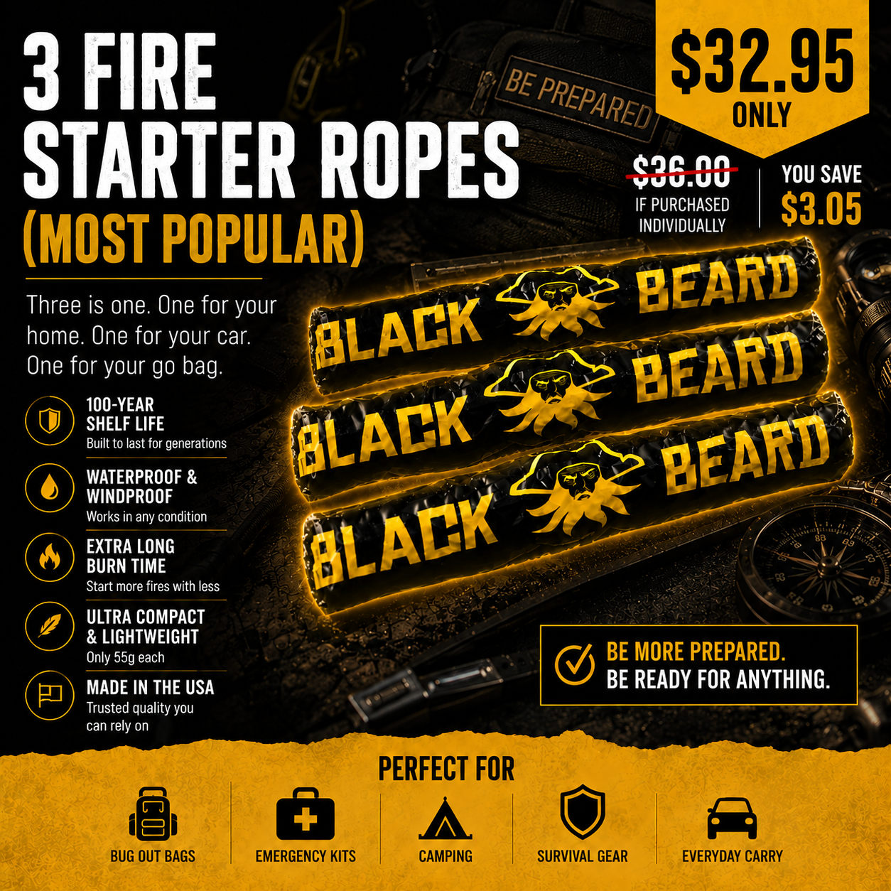 The Black Beard Fire Starter | Survival